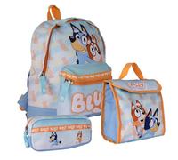 BlueY & Bingo - Borsa per il pranzo e astuccio per matite per bambini, blu