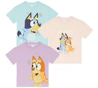 BlueY & Bingo - Confezione da 3 - Maglietta a Maniche Corte per Ragazze - Spalle Oversize - 100% Cotone - 2-3 Anni: 98cm