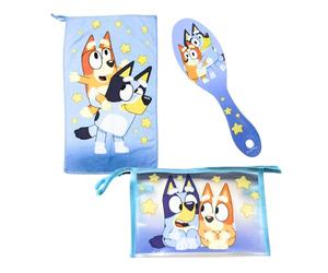 Bluey Borsa da Toilette per Bambini, Borsa da Toilette per Design Bluey e Bingo, Include Spazzola per Capelli, Asciugamano, Borsa, Senza PVC
