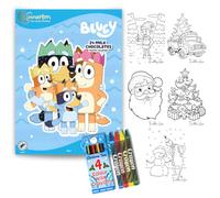 Bluey Calendario dell'Avvento 2024 e pacchetto natalizio per conto alla rovescia festivo, con cioccolatini, fogli da colorare e pastelli