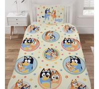 Bluey Set Copripiumino Singolo Cani Happy 100% Cotone per Letto Lino Ragazze