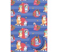 Bluey - Carta da regalo natalizia, 2 fogli con 2 etichette regalo abbinate, set regalo ufficiale Bluey per bambini e famiglie
