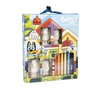 Bluey Colour in Squishems Set - include squishem blu, bingo, bandito e peperoncino, 6 pennarelli e foglio di adesivi, regalo creativo per bambini 3+