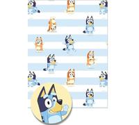 Bluey - Confezione da 2 fogli di carta regalo, 4 fogli di etichette per bambini, confezione regalo