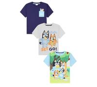 Bluey Confezione da 3 magliette per bambini e bambine, Blu, 2-3 Anni