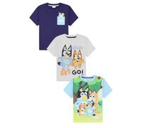 Bluey Confezione da 3 magliette per bambini e bambine, Blu, 4-5 Anni