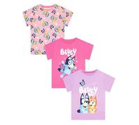 BlueY Confezione da 3 T-Shirt, Magliette Estive per Bambina, Set di 3 Magliette per Bambina, Abbigliamento Bambini in Cotone, Rosa 7-8 Anni