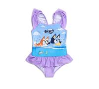 BlueY Costume intero per ragazze, vita con volant, abbigliamento da spiaggia per ragazze, età 2-8 anni, Lilla, 7-8 Anni