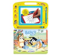 Bluey Écrire et Dessiner - Ressources d'apprentissage pour enfants, un tableau de dessin magnétique, un crayon facile à utiliser, un livre cartonné de 22 pages pour apprendre à lire et dessiner