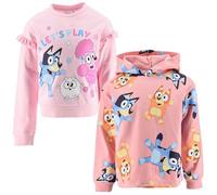 BlueY Felpa Bambina 3-6 Anni - Girocollo o con Cappuccio - 60% Cotone 40% Poliestere Riciclato - Licenza Ufficiale - Abbigliamento Invernale Eco-Friendly [10249 Rosa - 3 Anni]