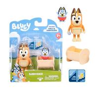 BLUEY Figure 2-Pack Baby Race | 2 Figure Pack with Chilli and Baby with Cradle Accessory