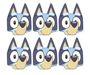 Bluey Heeler 2D Card Maschere Viso Festa Confezione Di 6 - Ottimo per Bambini