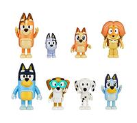 Bluey Heeler Family - Set di 8 action figure, include Bingo, Bandit (papà), peperoncino (mamma) Plus Friends Honey, calzini, Chloe & Indy, collezione ufficiale di personaggi da 6,3-7,6 cm