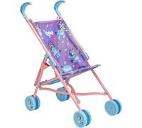 HTI Passeggino per bambole Bluey Junior | Bambole giocattolo con passeggino | Passeggino per bambole | Passeggino giocattolo per bambini Bluey, facile da piegare, con ombrello | Passeggino per bambole