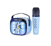Bluey - Mini altoparlante per karaoke a LED, wireless, con microfono Bluetooth, colore blu, luci che cambiano colore