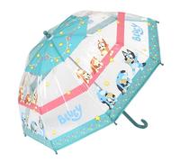 Bluey Ombrello trasparente per bambini - Ombrello per bambini sicuro e facile da aprire, perfetto per bambini, materiale resistente alle intemperie, motivi divertenti e colorati Bluey, Blu, S