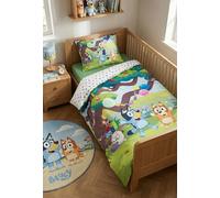 Bluey - Parure da letto per bambini, 100% cotone, copripiumino 100 x 135 cm e federa 40 x 60 cm, motivo Festivo Bluey, Bingo e Pom Pom, certificato Oeko-Tex, morbido e traspirante