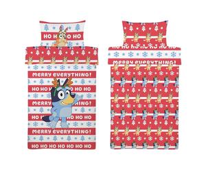Bluey Parure Lenzuolo Piumone Neve Junior Rosso Bambino Cotone