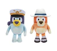 Bluey Peluche degli amici, esclusivi 2 pezzi, tra cui il capitano e il bingo festivo, morbido peluche dettagliato, altezza 16-23 cm