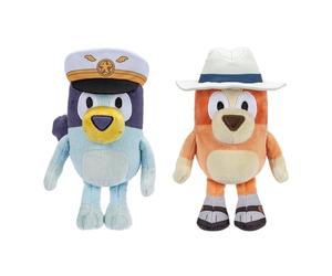 Bluey Peluche degli amici, esclusivi 2 pezzi, tra cui il capitano e il bingo festivo, morbido peluche dettagliato, altezza 16-23 cm