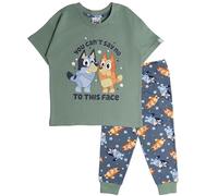 Bluey Pigiama a maniche corte per ragazzi e bingo, pantaloni lunghi, Verde, 3-4 Years