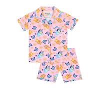 BlueY Pigiama Bambina | Pigiama Bambino con Bottoni | Pigiami Ragazza Corti | Rosa | 3-4 Anni