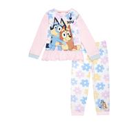 Bluey Pigiama da bambina e bingo pigiama per ragazze | Pigiama in cotone con top con volant | Prodotto ufficiale, rosa, 3-4 Years