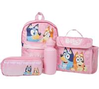 Bluey Pink Bingo Kids Zaino, borsa per il pranzo, astuccio e bottiglia d'acqua, set per ragazze e asilo