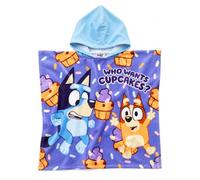 Bluey Poncho per bambini, telo mare con bingo, telo da bagno, telo da bagno, accappatoio con cappuccio, 100% cotone, 120 x 60 cm