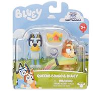 Bluey Queens - Set di 2 personaggi ufficiali da collezione con bingo e mantello arcobaleno regina e accessori per corona