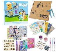 Bluey Scrapbooking Kit per Bambini con Scrapbooking Accessori DIY Kit per Disegnare Penne Gel Brillare Colla Francobolli Adesivi Set