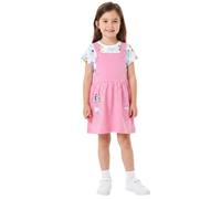 Bluey Set composto da abito e t-shirt da bambina, con tasche, maglietta bianca con stampa all-over, spalline regolabili, morbido cotone, rosa, 3-4 Years