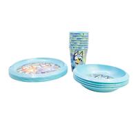 Bluey - Set da festa con 8 piatti, 4 ciotole e 8 bicchieri in plastica