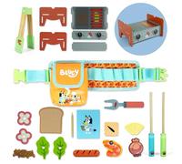 Bluey - Set da gioco per cintura BBQ - 20 pezzi giocattolo da cucina in legno con mini grill, pinze e accessori - Set barbecue per bambini - Giocattolo ufficiale Bluey per ragazzi e ragazze