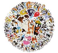 Bluey - Set di 100 adesivi per bambini, impermeabili, per valigia, biciclette, laptop, auto, fai da te, tatuaggi in vinile per compleanno dei bambini, pensierini, festival, ragazze (blu-ey)