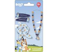 Bluey - Set di bellezza per bambini - Colore blu e rosa - Set completo - Include elastico con fiocco, collana e 2 fermagli per capelli - Prodotto originale progettato in Spagna