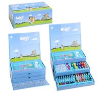 Bluey Set di cancelleria per bambini, 52 pezzi, con punta in feltro ad acquerello, pastelli e matite, set da viaggio per bambini
