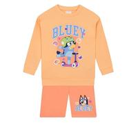BlueY Set Felpa E Pantaloncini | Abbigliamento Ragazza | Felpa Ragazza E Shorts | Vestiti Bambina Primavera | Arancia 5-6 Anni