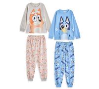 BlueY Set Pigiama per Bambini, Confezione da 2 | Top a Maniche Lunghe con Grafica dei Personaggi Bingo per Bambini e Pantaloni Pigiama a Gamba Lunga in Blu e Beige