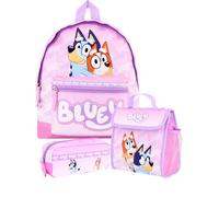 Bluey Set zaino per ragazze, 3 pezzi, borsa per la scuola, con portapranzo e astuccio