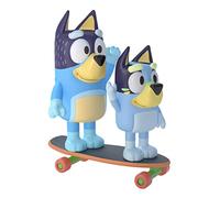 Bluey Skateboard: Coffret De 2 Figurines Articulées Avec Accessoires (6,3 cm) Et Son Papa (8,3 cm)