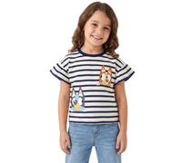 Bluey T-Shirt da ragazza Bingo con maniche a volant in cotone a righe per ragazze | Merchandise ufficiale, multicolore, 6-7 Anni