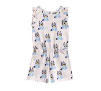 Bluey Tuta Fiori Stampa su intera superficie Senza Maniche Ragazze (NS9443)