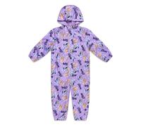 Bluey Tuta impermeabile da bambina, con cappuccio, fodera in pile, chiusura a strappo, polsini elasticizzati, per attività all'aria aperta, colore: lilla, Lilla, 3-4 Years