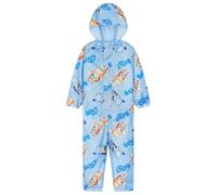 BlueY Tuta Pioggia Bambina, Tutto in Uno Tuta Impermeabile Bambini con Cappuccio Tuta Foderato in Pile per Giochi Viaggi (Blu, 3-4 anni)