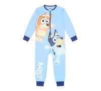Bluey, tutina in pile per bambini e ragazze, tuta da notte all-in-one, Blu, 5-6 Years