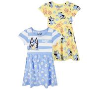 BlueY Vestiti Ragazze, Confezione da 2 Vestiti di Cotone, Vestito A Maniche Corte Ragazze L'Estate Multicolore 7-8 Anni