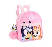 Bluey Zainetto da bambina - Mini zaino ufficiale in pelliccia rosa | borsa per bambini con bingo | zaino per bambine