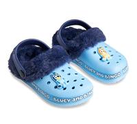 BlueY Zoccoli Bambina, Fodera in Pile Invernale e Accenti Decorativi, Slip On Ciabatte Bambino con Cinturino, Regalo Bambini (Blu Fodera Rimovibile, 23 EU)