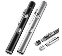 BlueYu Lampada diagnostica per pupille mediche, set da 2 lampade a penna ricaricabili USB con 2 modalità di luce e righello per pupille, lampada a penna LED professionale per medici e infermieri con